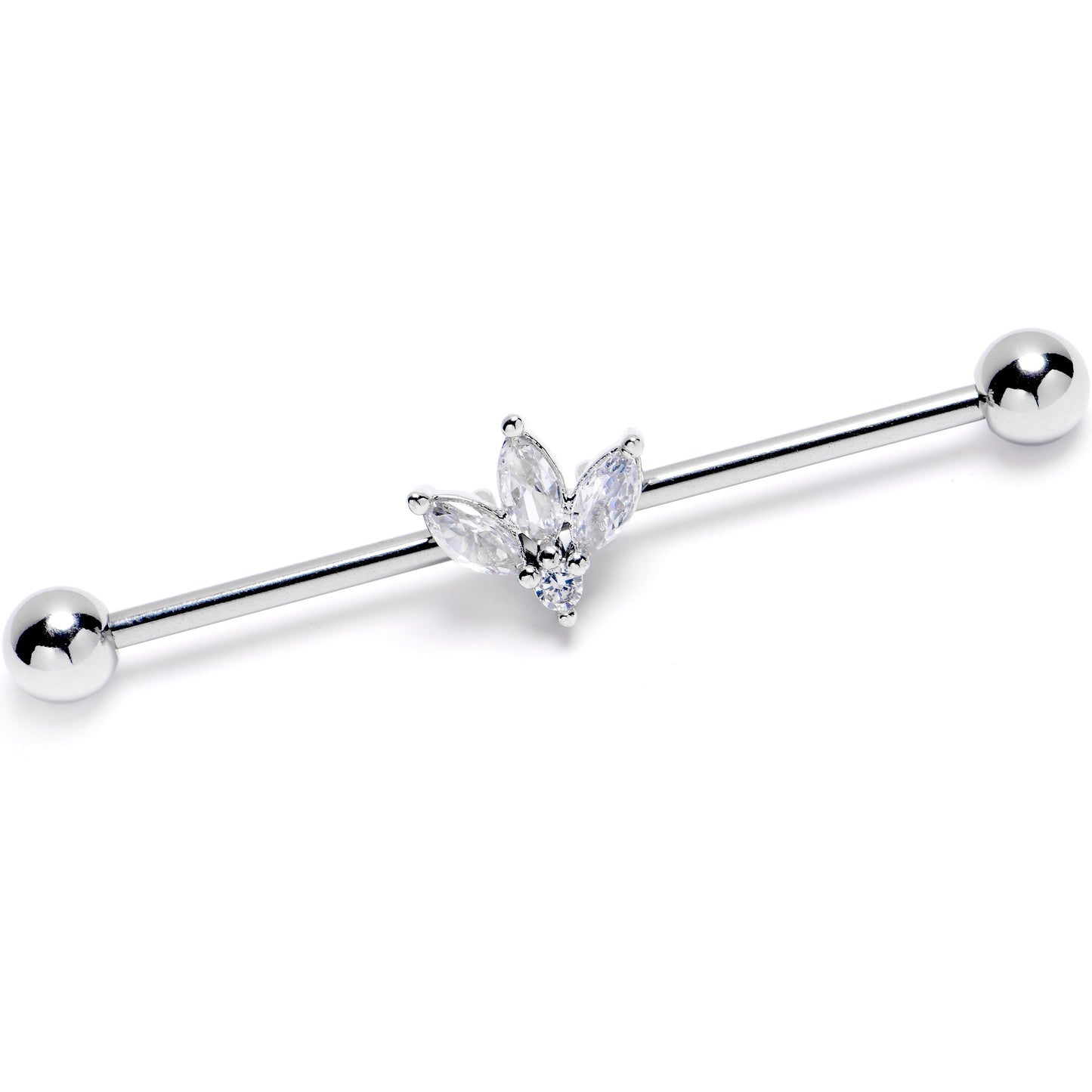 14G Clear Gem Fashion Fan Mini Industrial Barbell 38mm