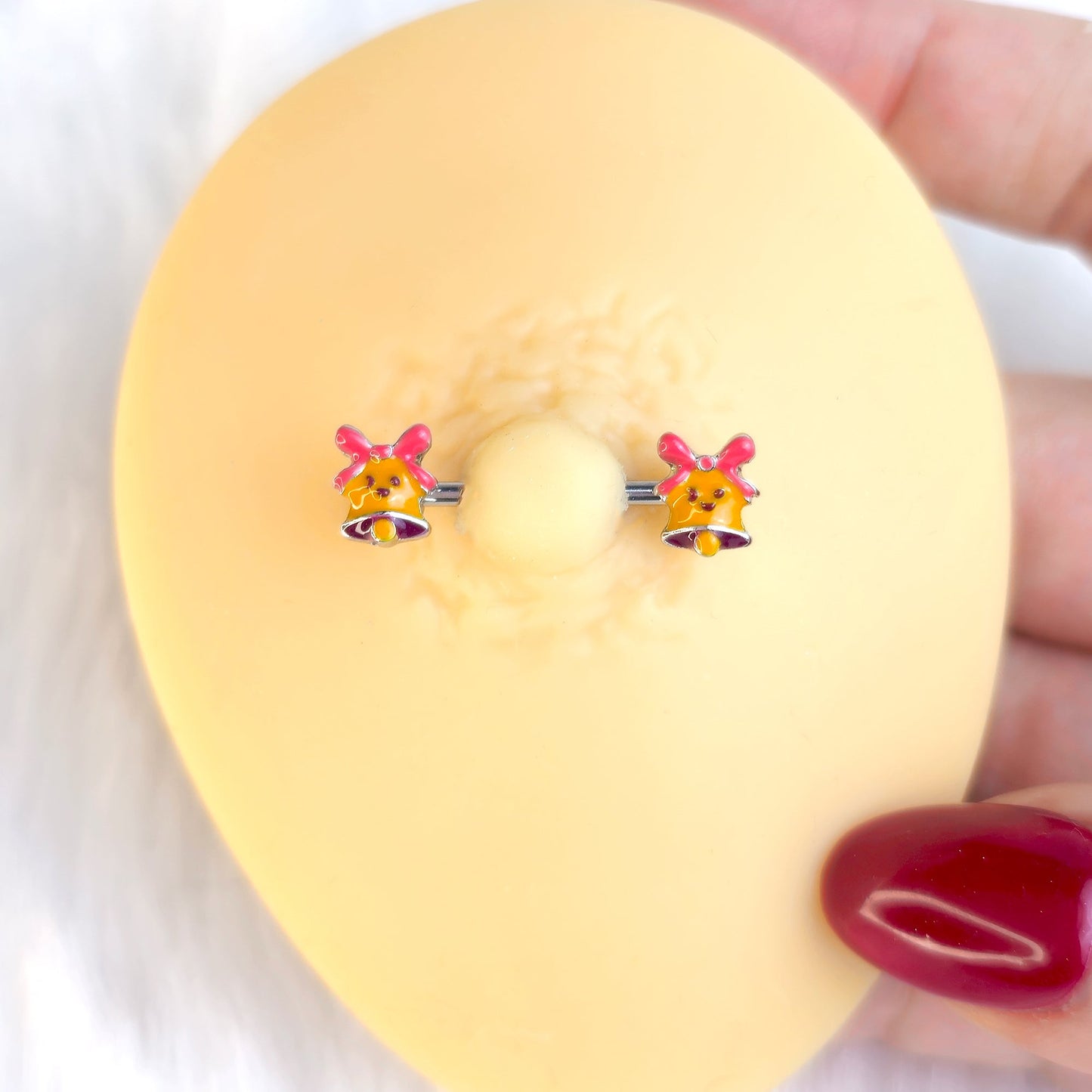 14G 9/16 Holiday Bell Bling Barbell Nipple Ring Set