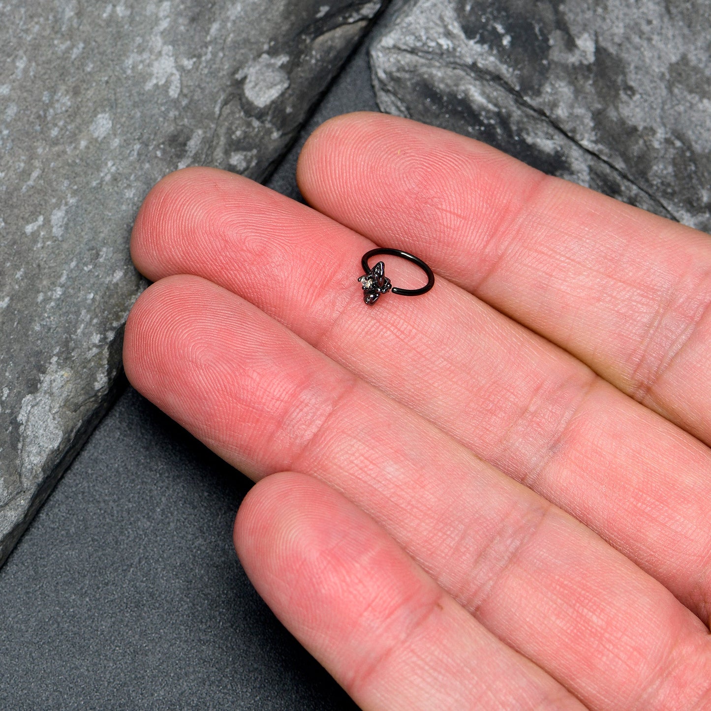 20G 5/16 Aurora Gem Black Beauty Bug Nose Hoop