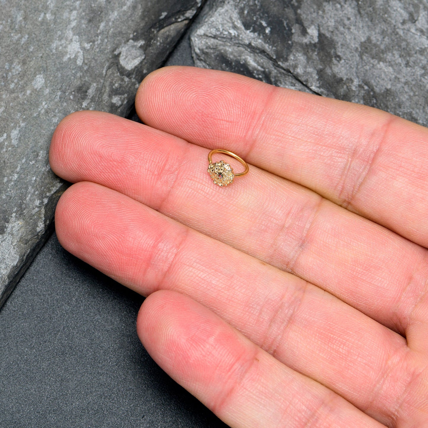 20G 5/16 Vitrail Gem Gold Tone Blossom Bloom Nose Hoop