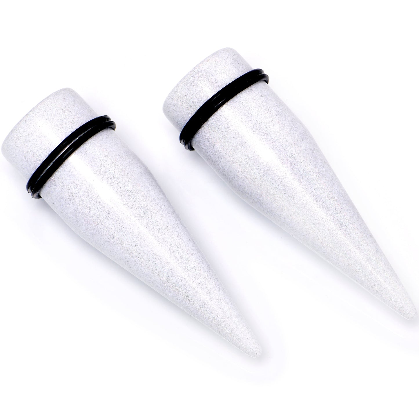 White Shimmer Acrylic Straight Taper Set 6mm to 20mm Sizes