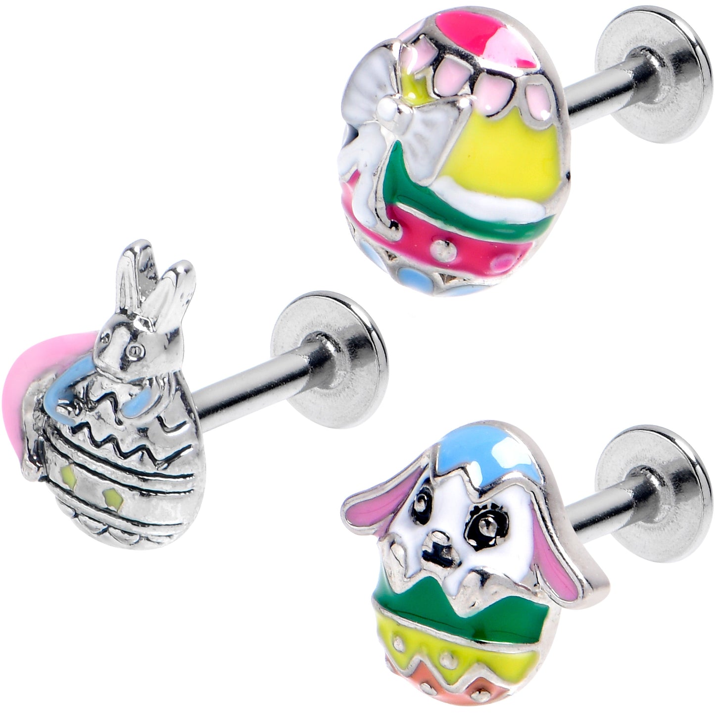 16G 5/16 Easter Egg Bunny Labret Monroe Tragus Set of 3