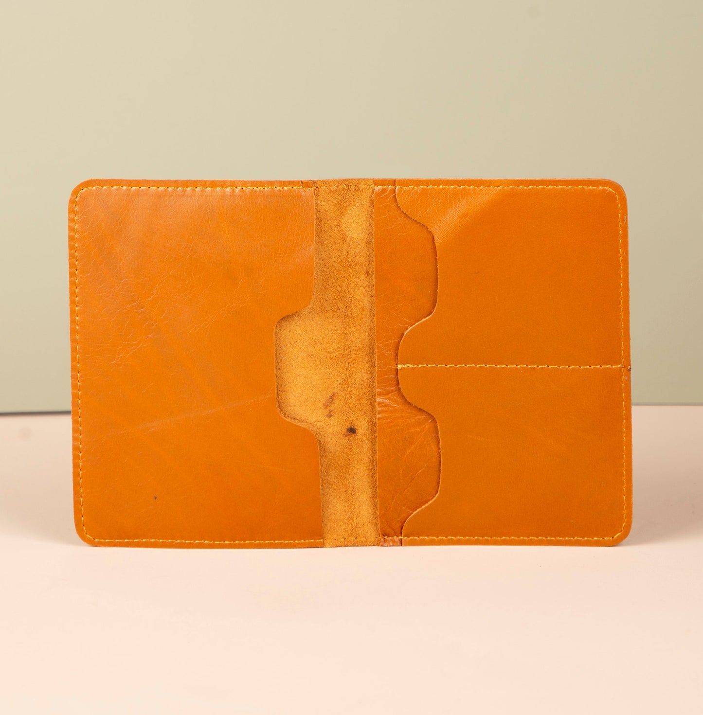 Leather Passport Holder - Orange Brown - Milan