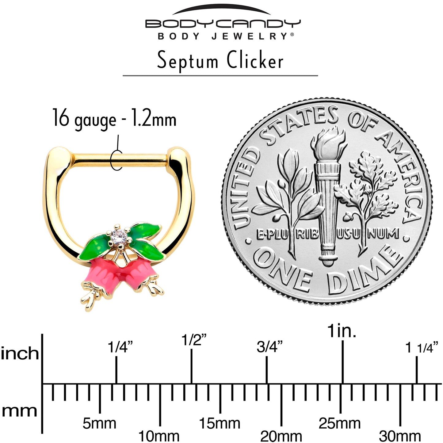 16G 5/16 Clear CZ Gem Gold Tone Bell Flower Cartilage Clicker