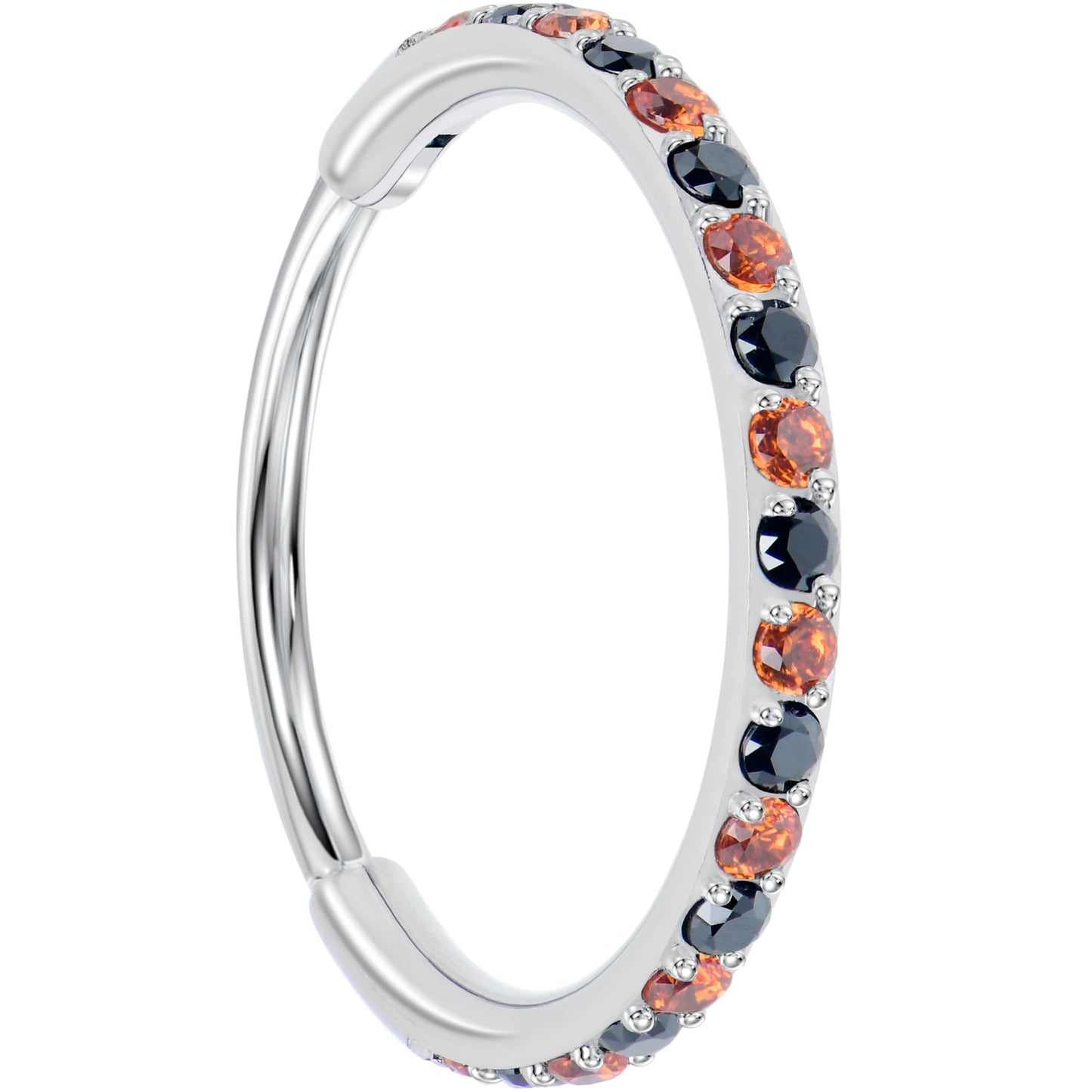 20G Micro Gem Titanium Hinged Nose Hoop - Black Orange Nose Ring