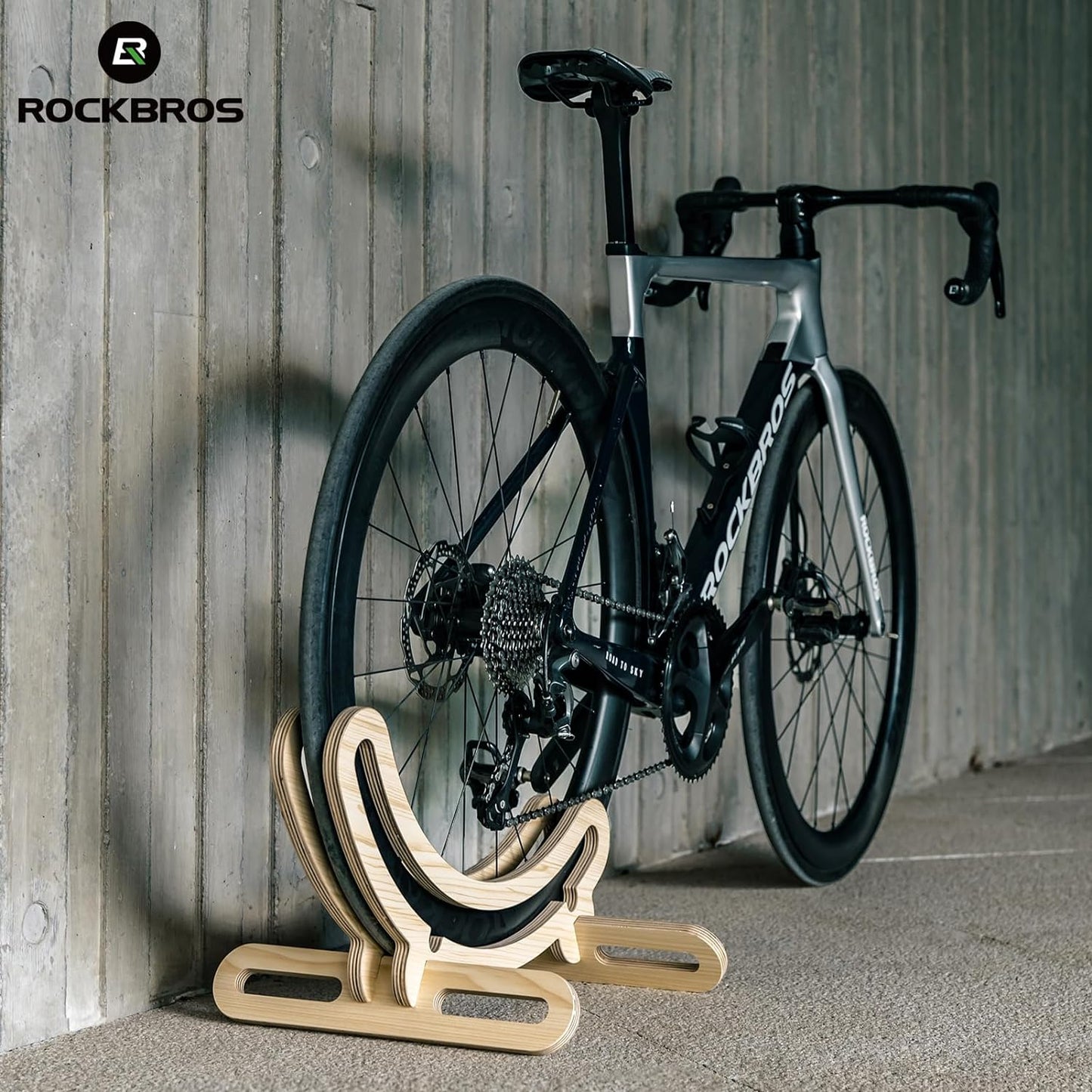 ROCKBROS Wooden Bike Stand Stylish Stable Storage