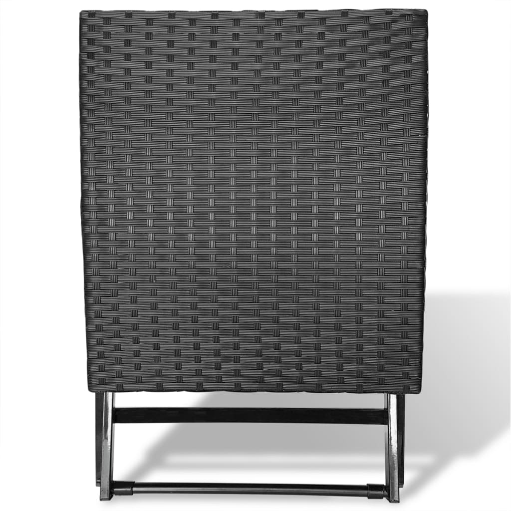 vidaXL Folding Stool Poly Rattan Black