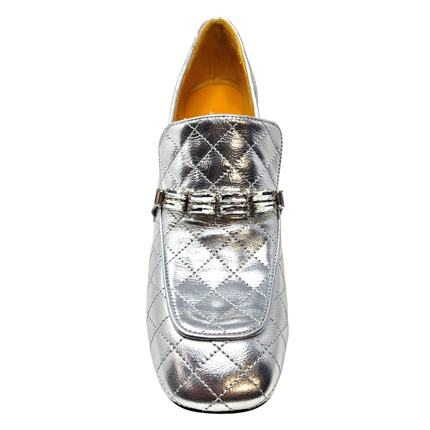 Silver Leather Quilted Loafer