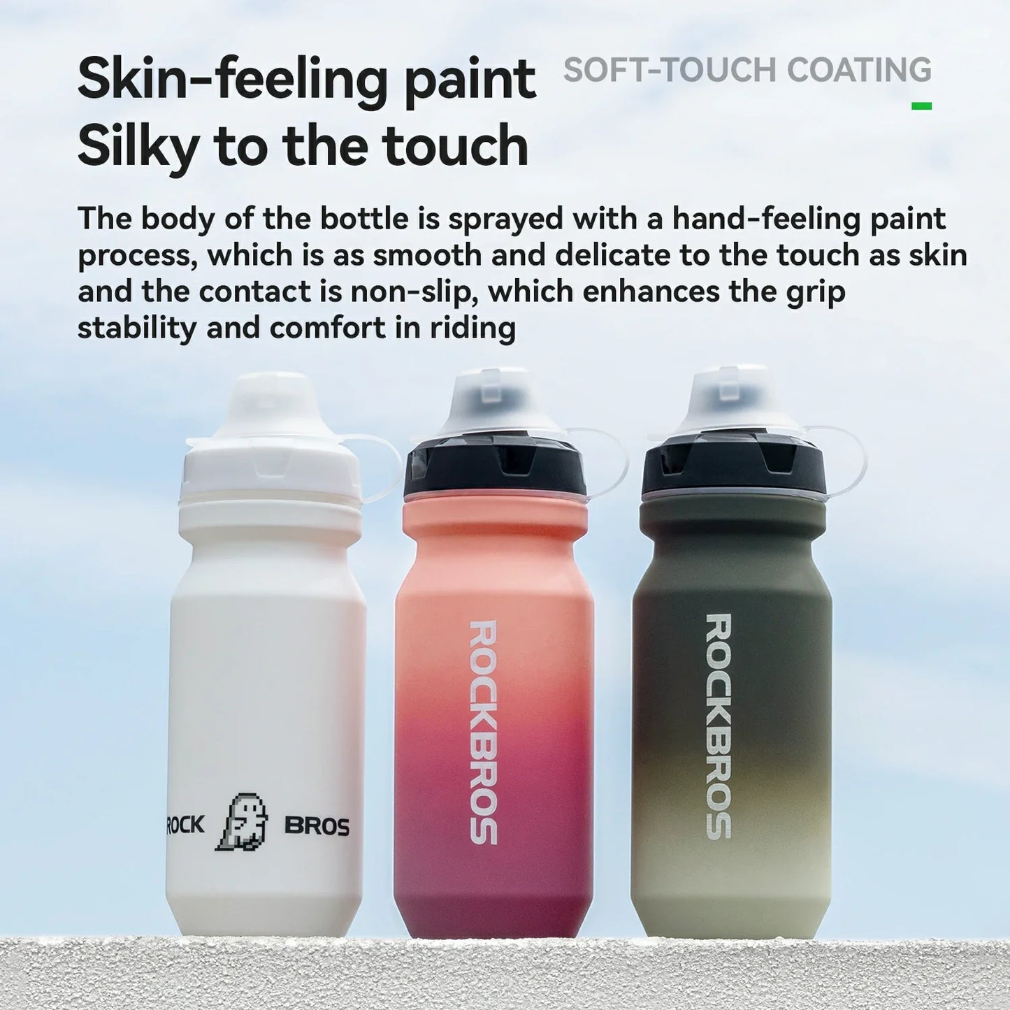 Skin-Feeling Bike Bottle with Pull-Top Lid – Lightweight Leakproof 600/750ml