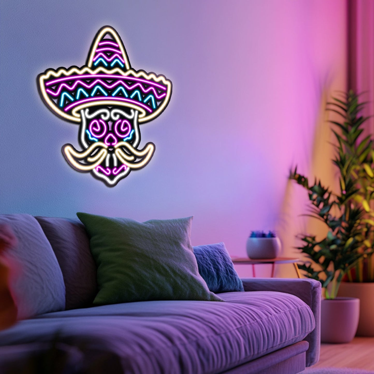 Muertos Skull Metal Neon Wall Art- LN0002