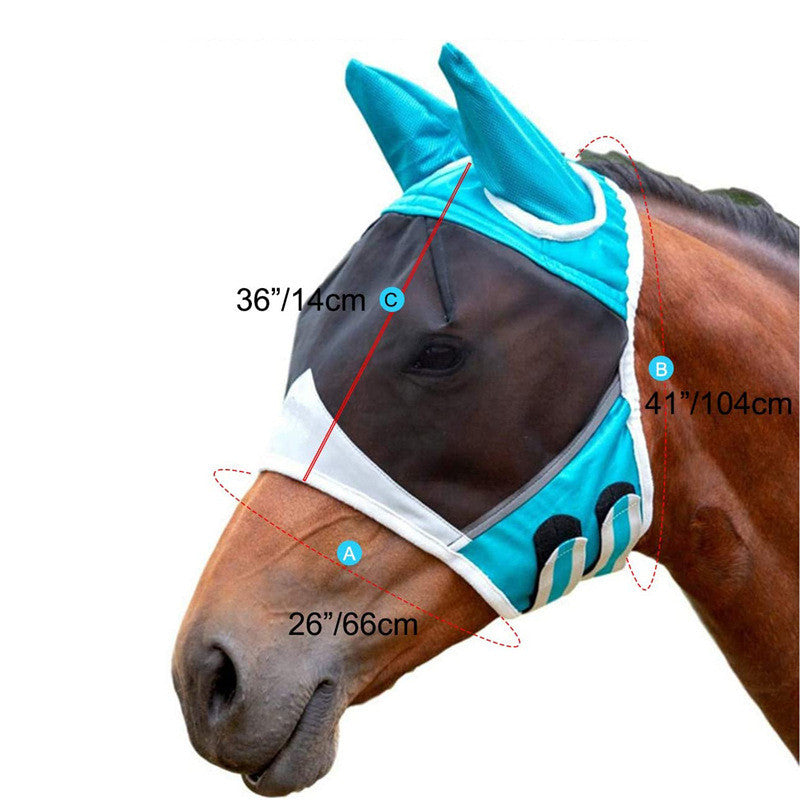 Anti-mosquito And Anti-flying Horse Face Mask With Velcro Style Horse Flying Mask