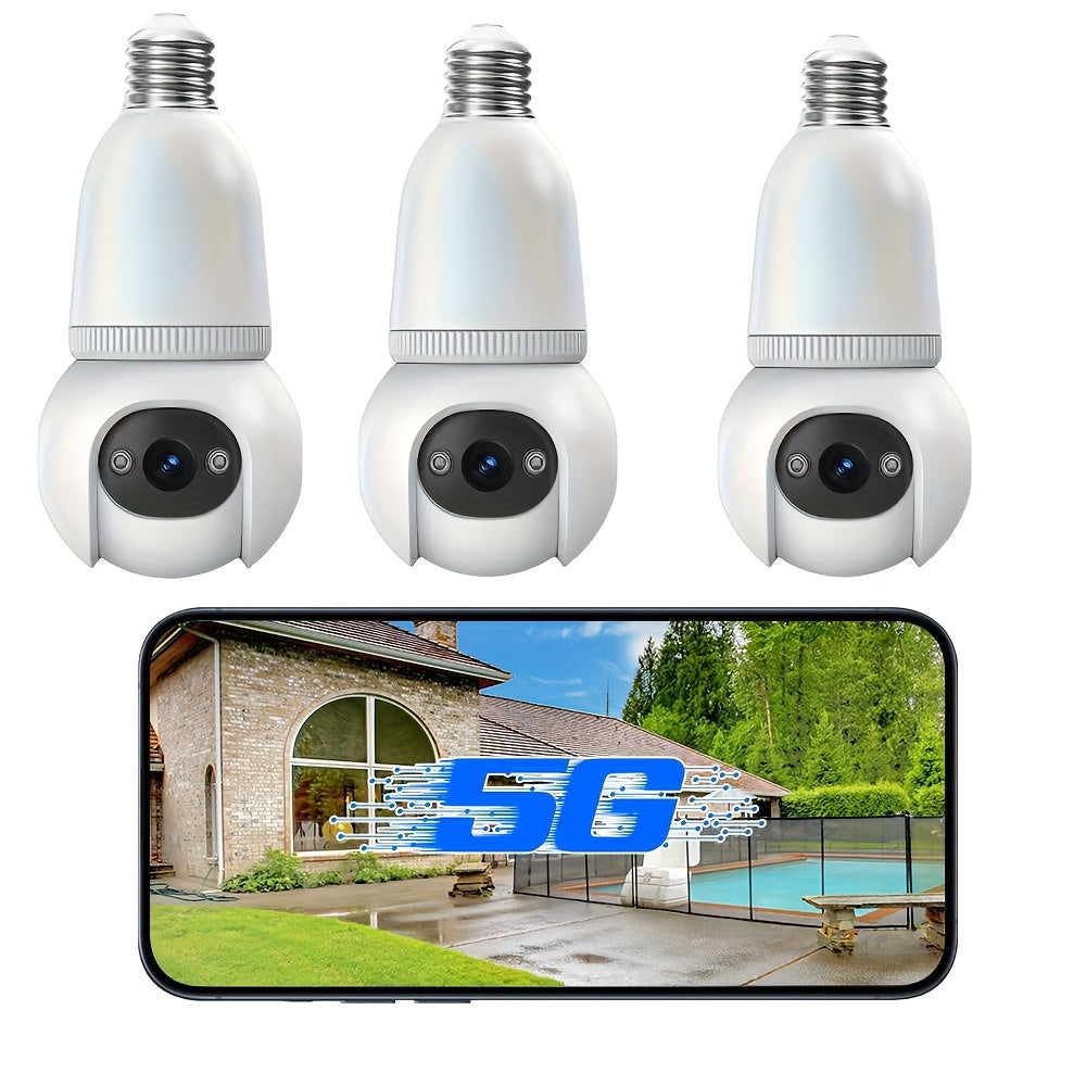 4MP Light Bulb Security Camera | 5G2.4G HD Camera | Wireless | 360-degree Night Vision, AI Body Detection, Two-way Calls, Continuous Recording