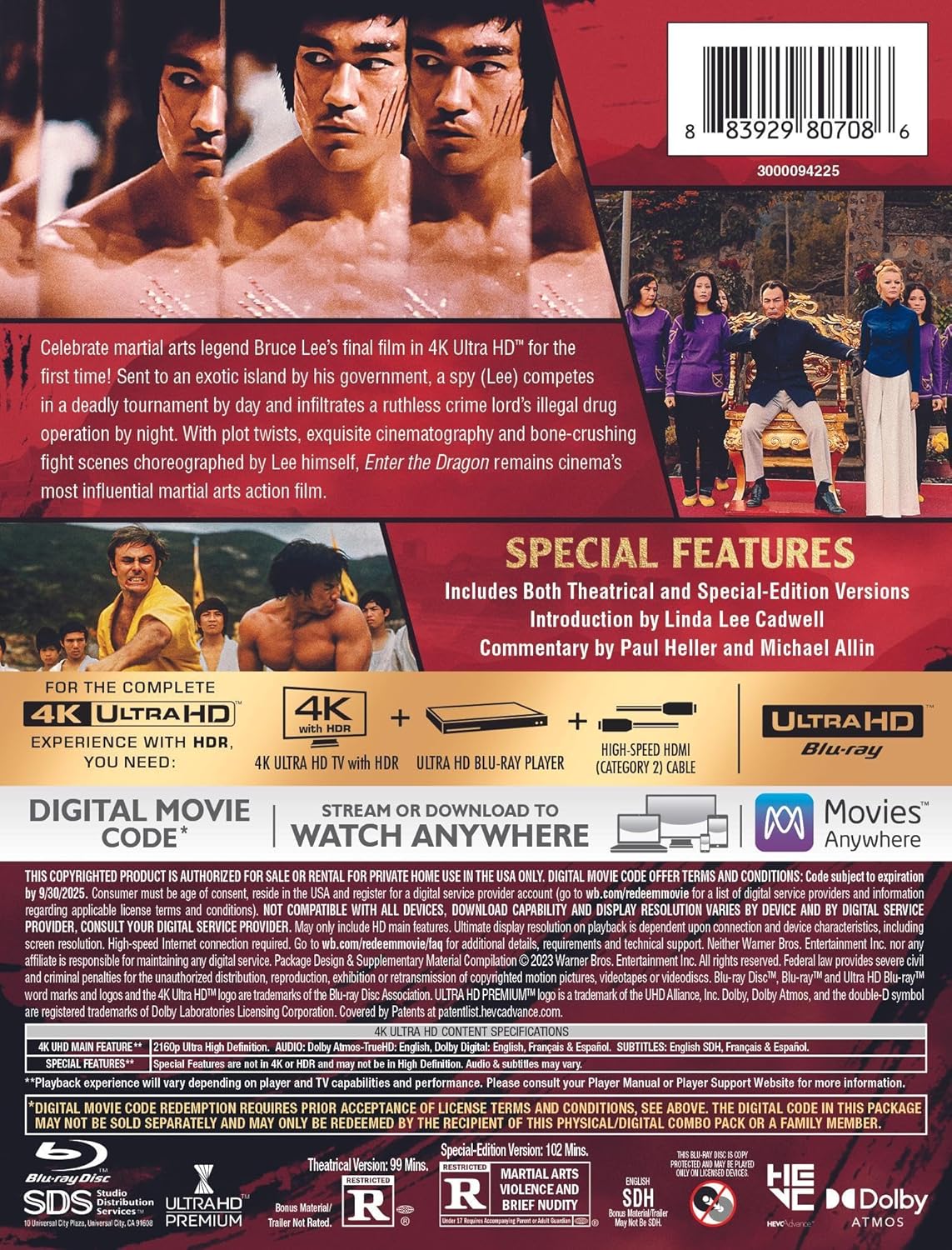 Enter the Dragon (4K Ultra HD + Digital/50th Anniversary/Steelbook)