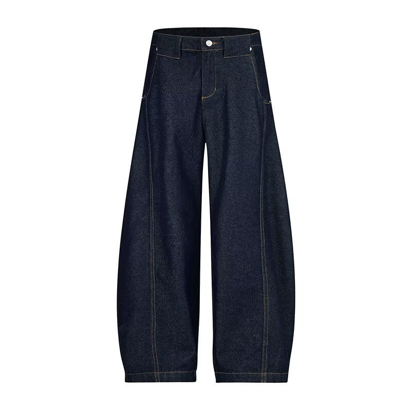 High Waist Dark Blue Wide Leg Jeans