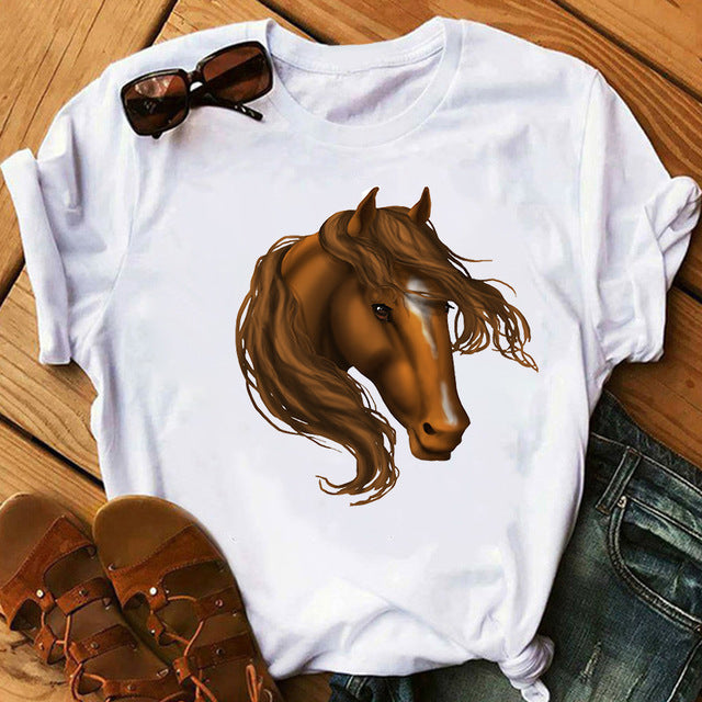 New Artistic Horse Women's Printed Wear Short-sleeved T-shirt