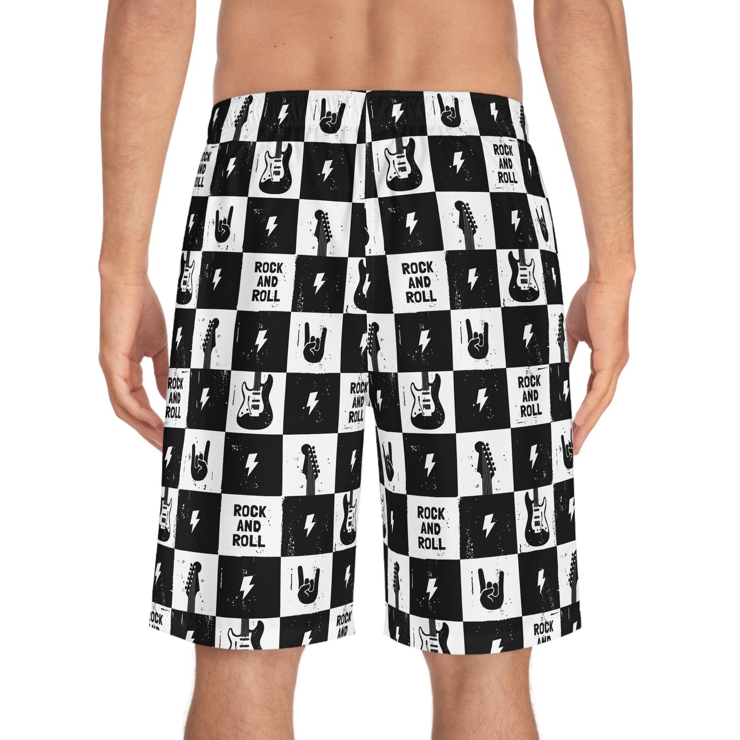 Rock and Roll Squares Men's Board Shorts - Premium All Over Prints from Printify - Just $41.99! Shop now at Lizard Vigilante