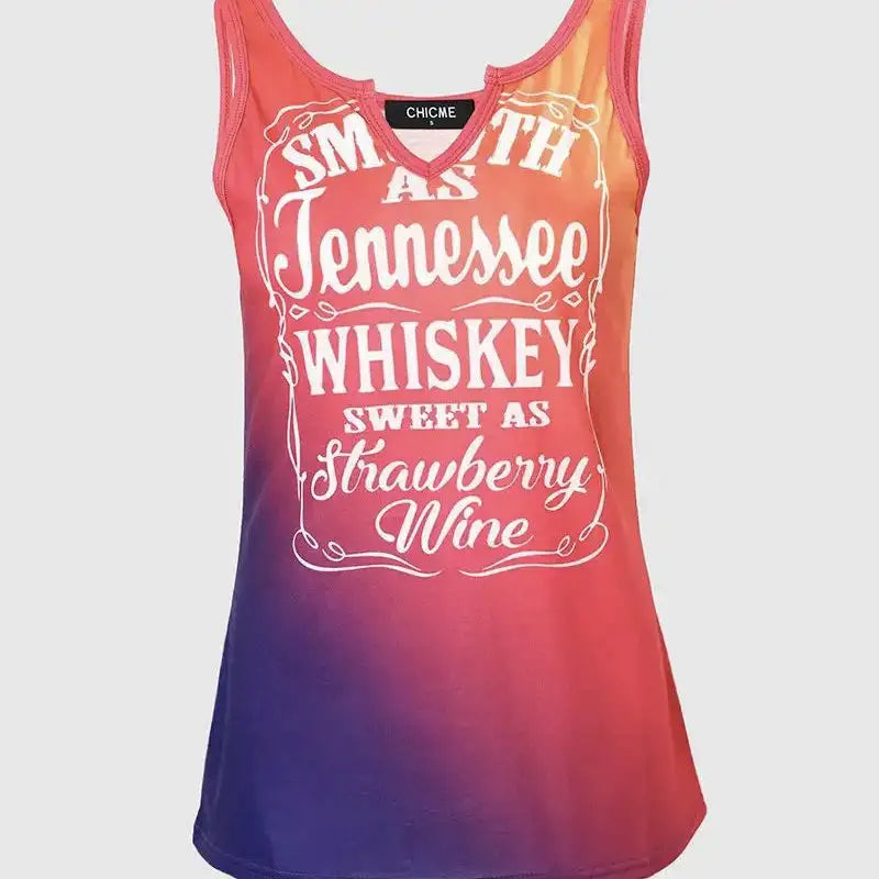 Women's V-neck Gradient Color Versatile Printed Pattern Tank Top