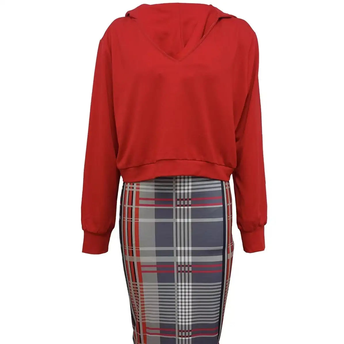 Ladies' Deep V-neck Top And Sleeveless Fashionable Printed Dress Set