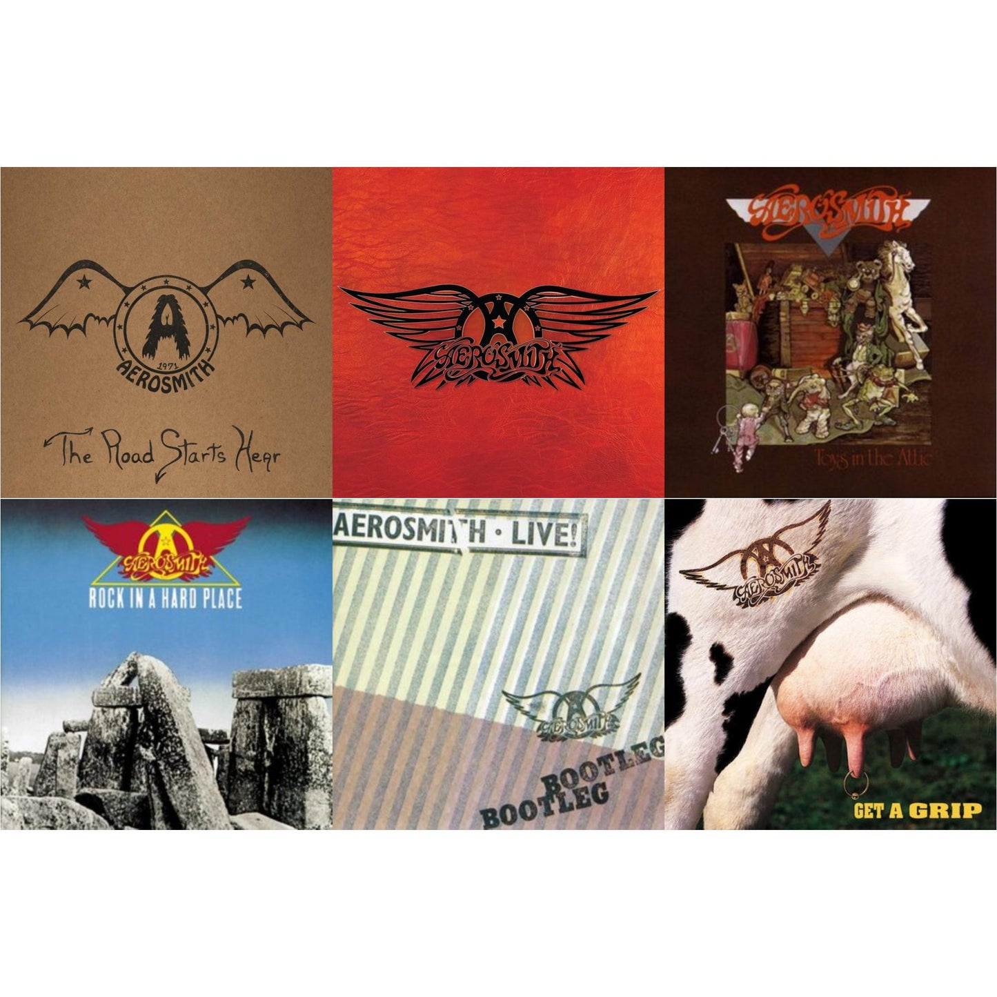 1971: The Road Starts Here & Greatest Hits & Toys In The Attic & Rock In A Hard Place & Live! Bootleg (2LP) & Get A Grip