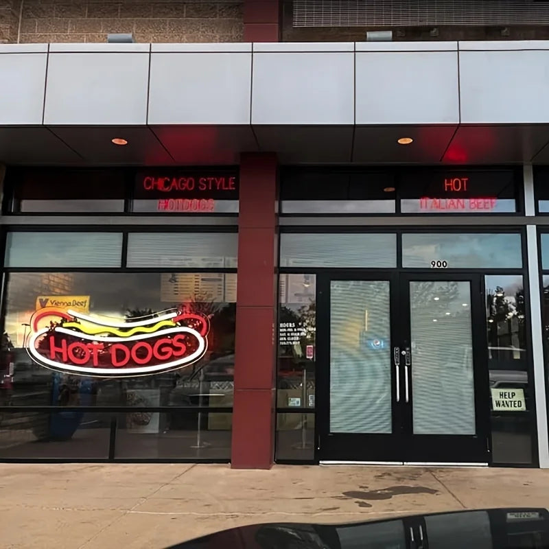 Hot Dog Neon Wall Sign For Shops And Parties (DC Power, <60 lm)