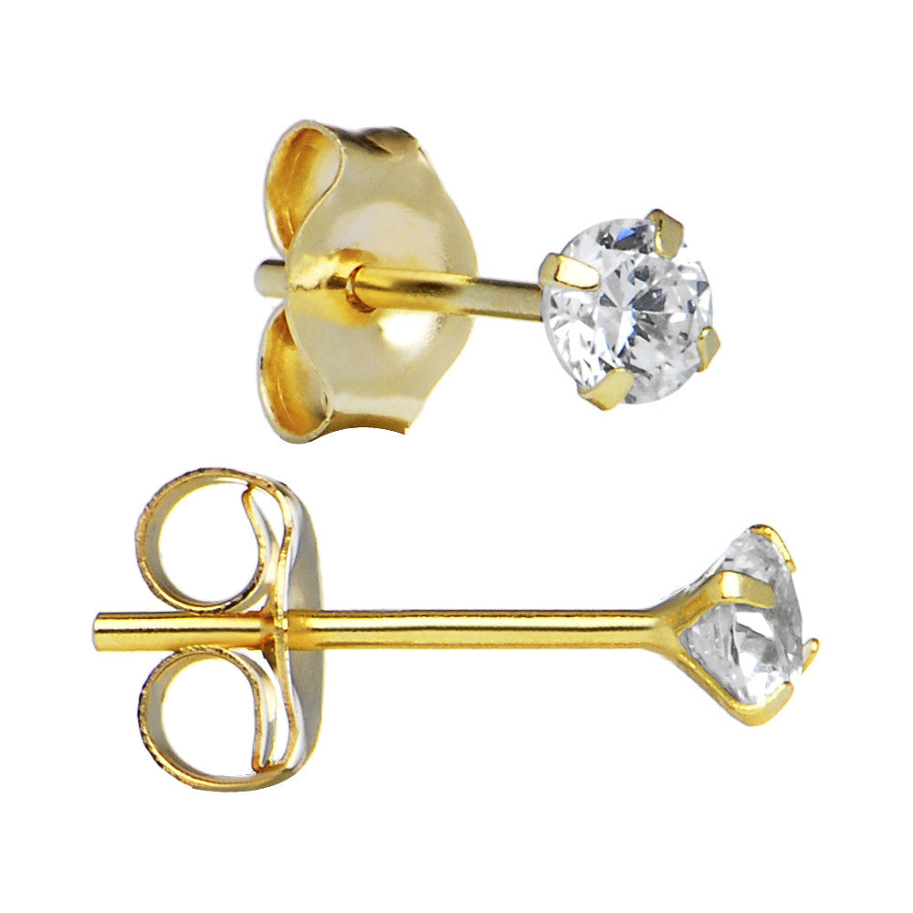 14k Yellow Gold .06 ct Cubic Zirconia Round Earrings