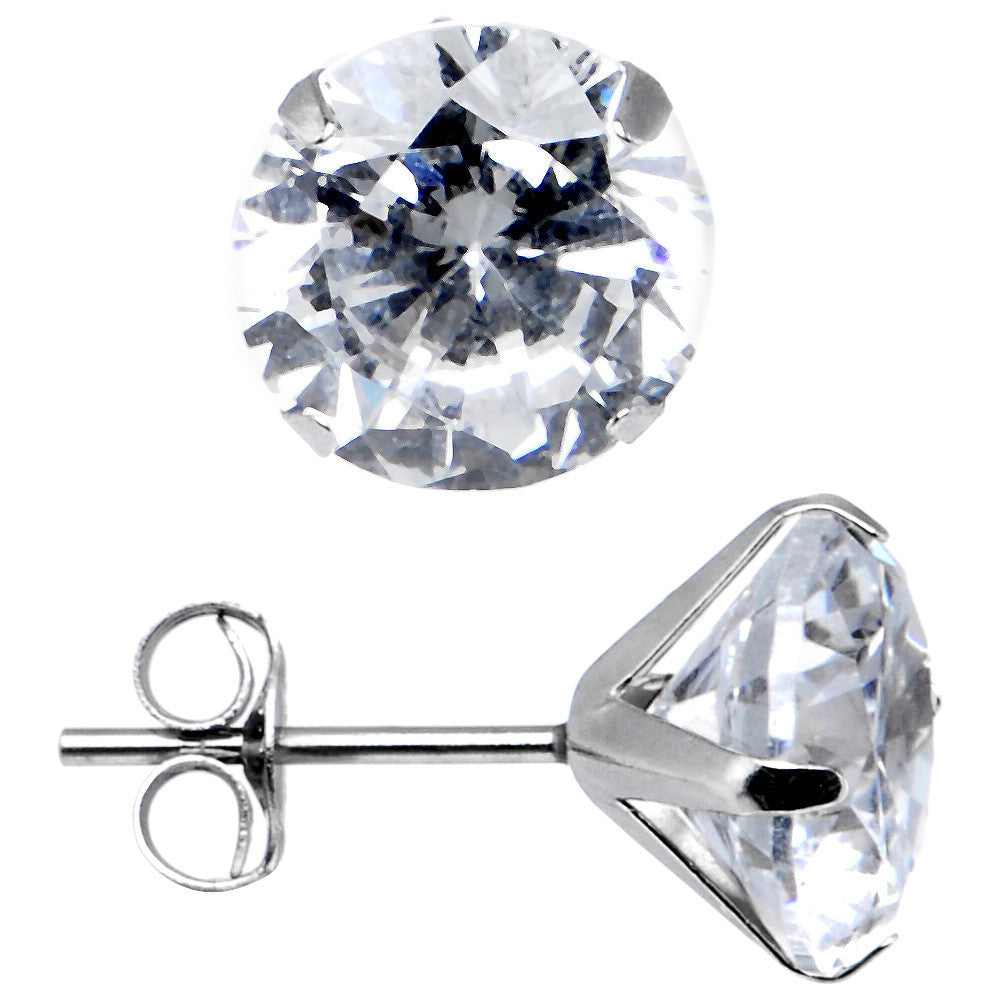 14k White Gold 1.25ct Cubic Zirconia Round Earrings