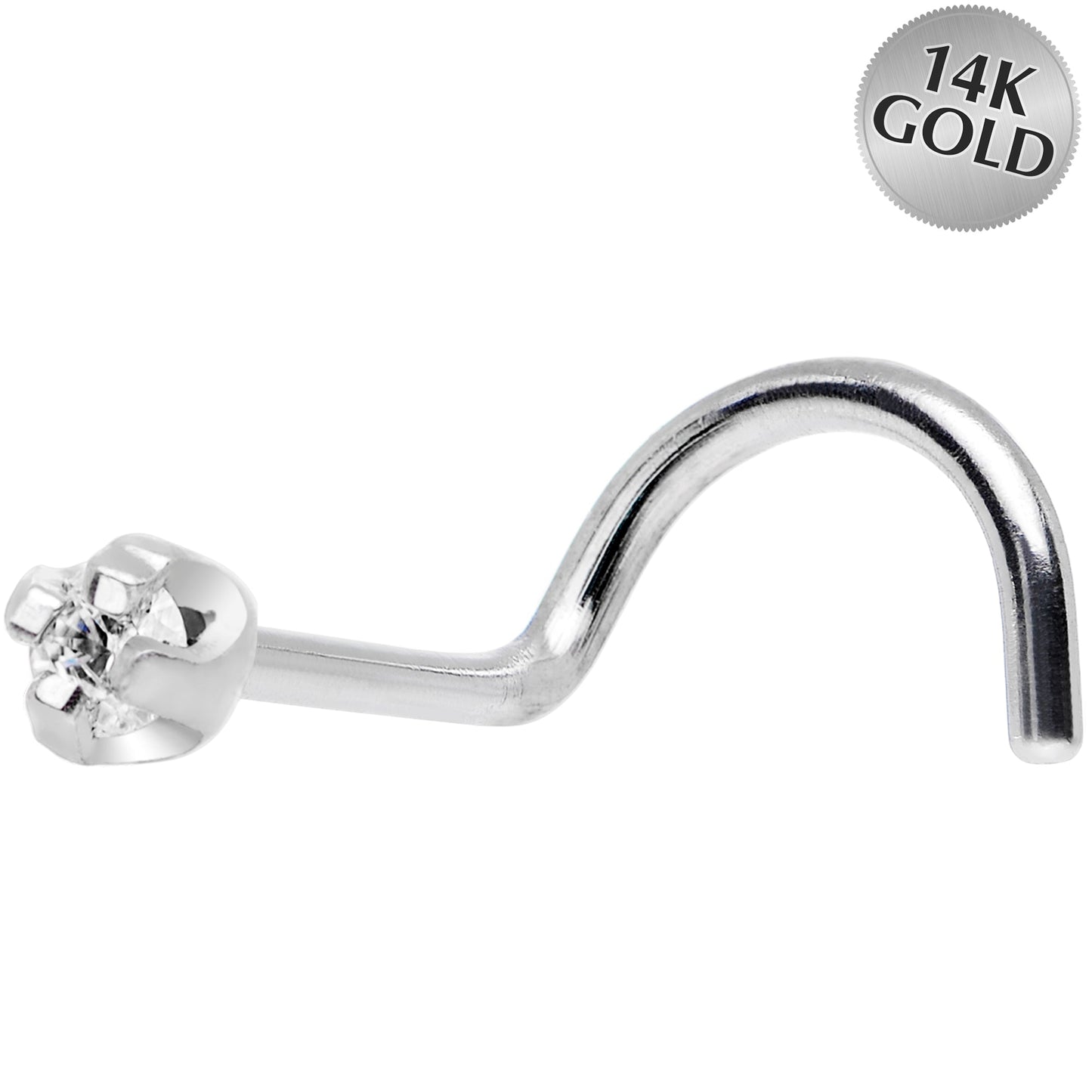 Solid 14k Wt. Gold .01 Carat Genuine Diamond Nose Ring