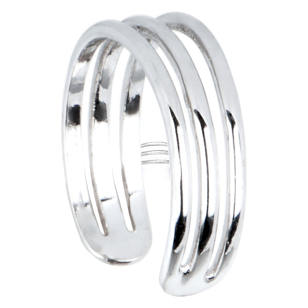 Solid 14k White Gold Trio Band Toe Ring