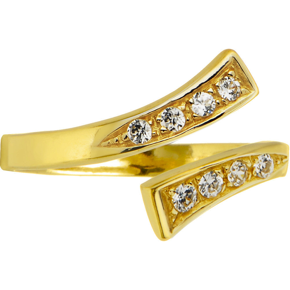 Solid 14k Yellow Gold Cubic Zirconia Classic Toe Ring