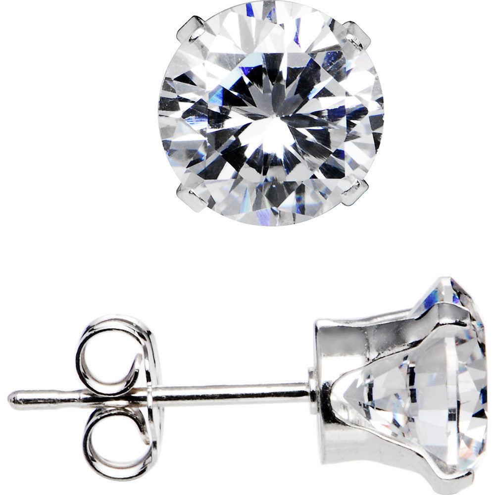 925 Sterling Silver 7mm CZ Round Stud Earrings