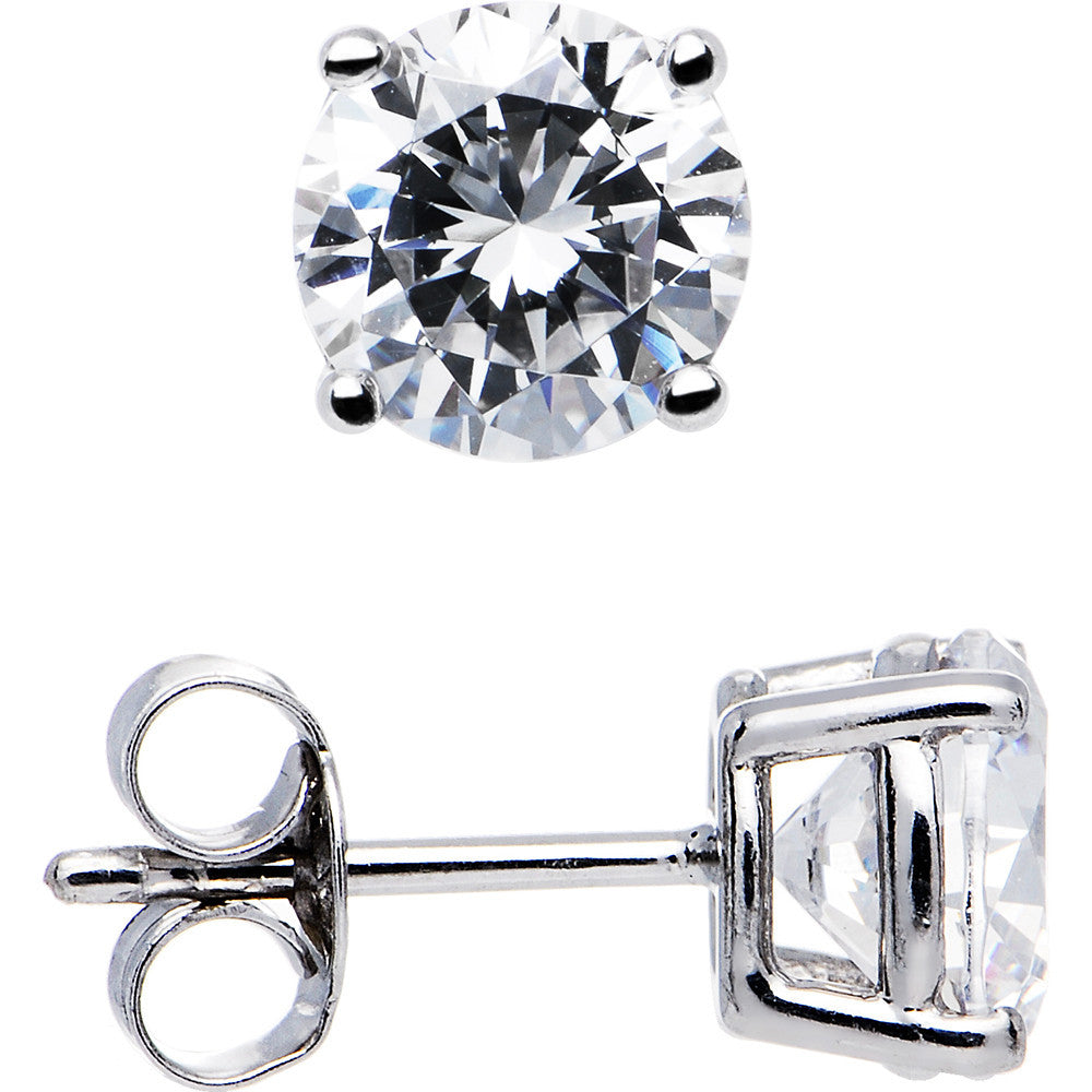 Sterling Silver 1.25 ct Basket-Set Cubic Zirconia Stud Earrings