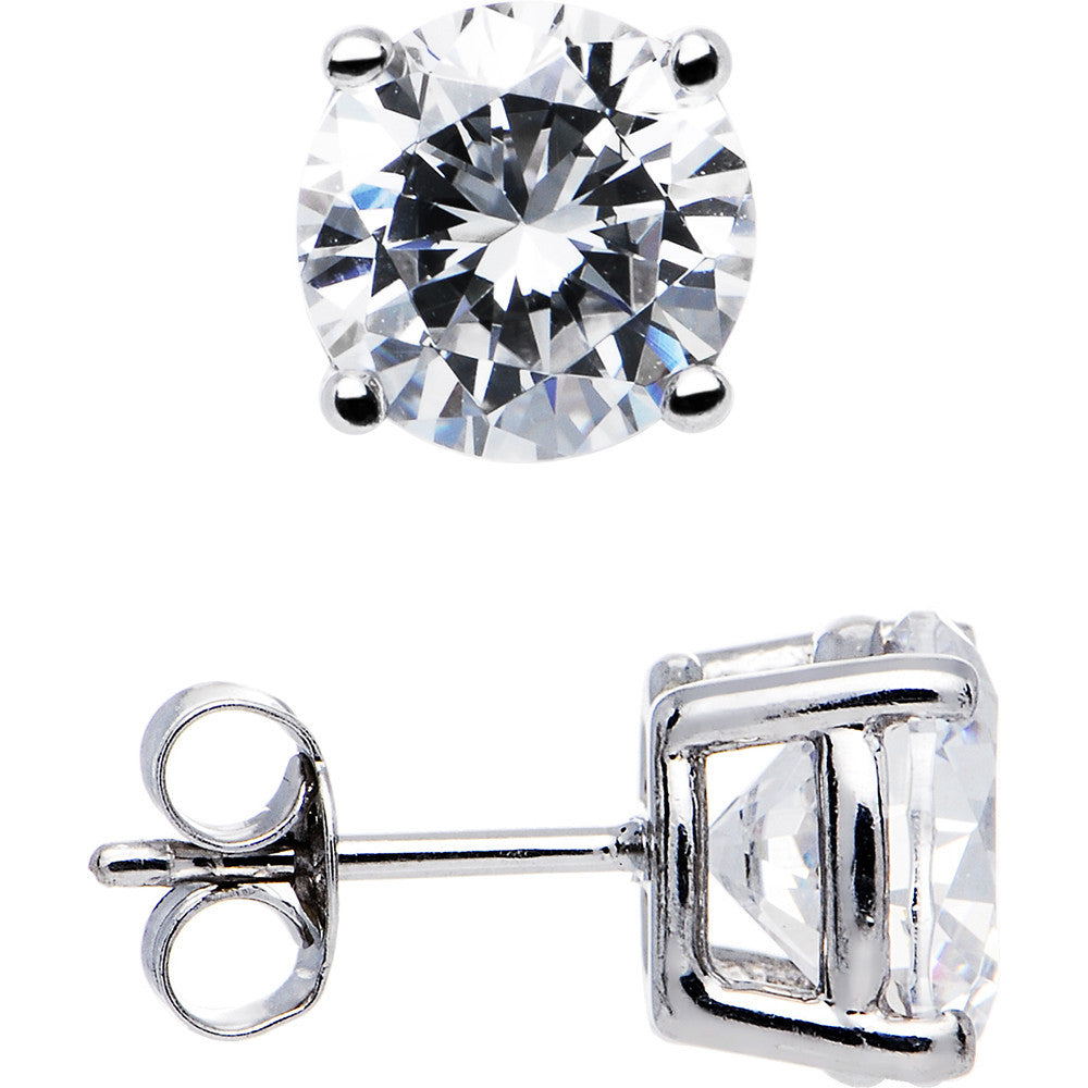 Sterling Silver 1.90 ct Basket-Set Cubic Zirconia Stud Earrings