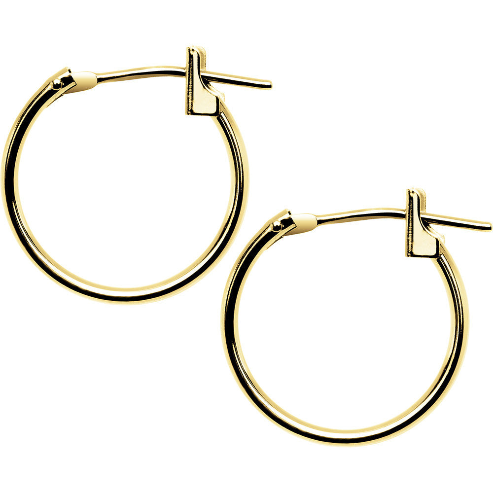 14K Yellow Gold 1.5mm 9/16 Inch Hoop Earrings