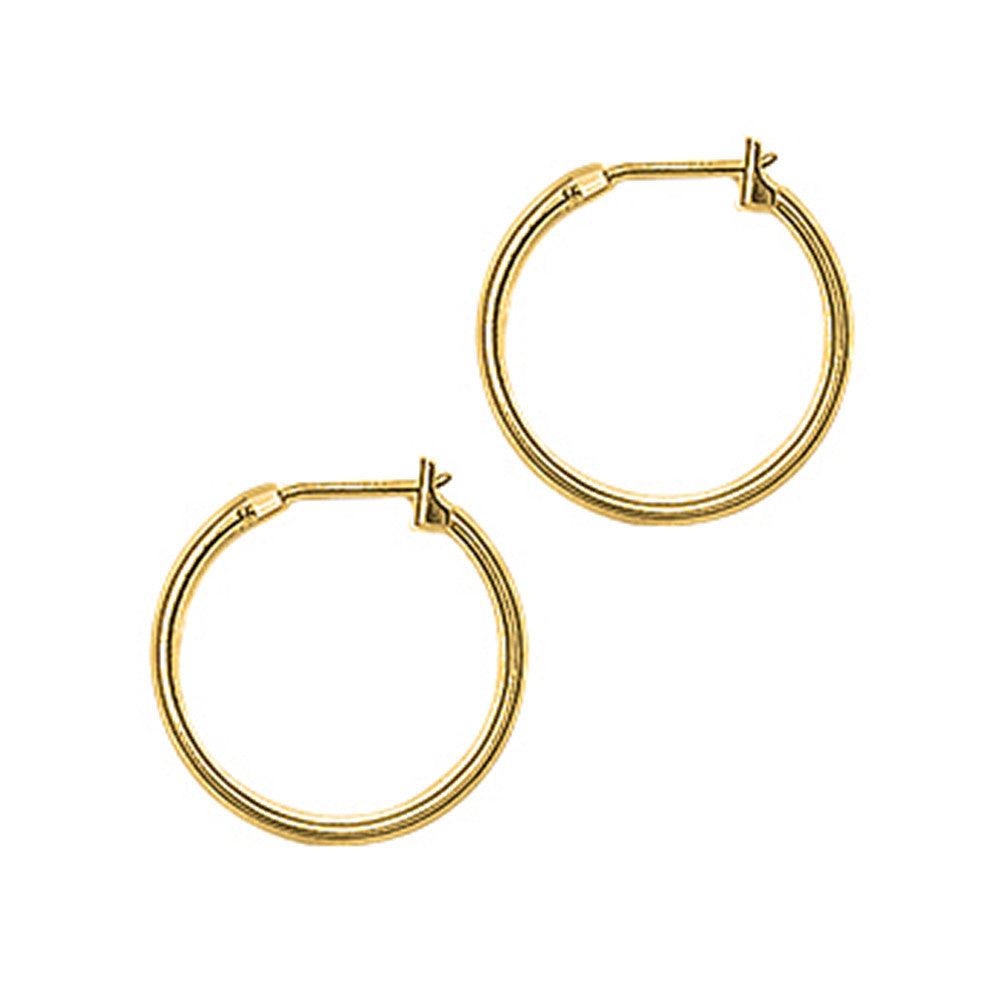 14K Yellow Gold 1.5mm 11/16 Inch Hoop Earrings