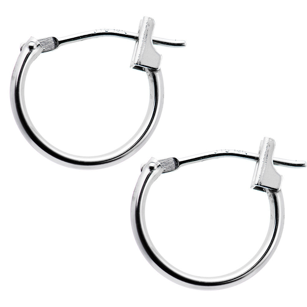 14K White Gold 1.5mm 1/2 Inch Hoop Earrings