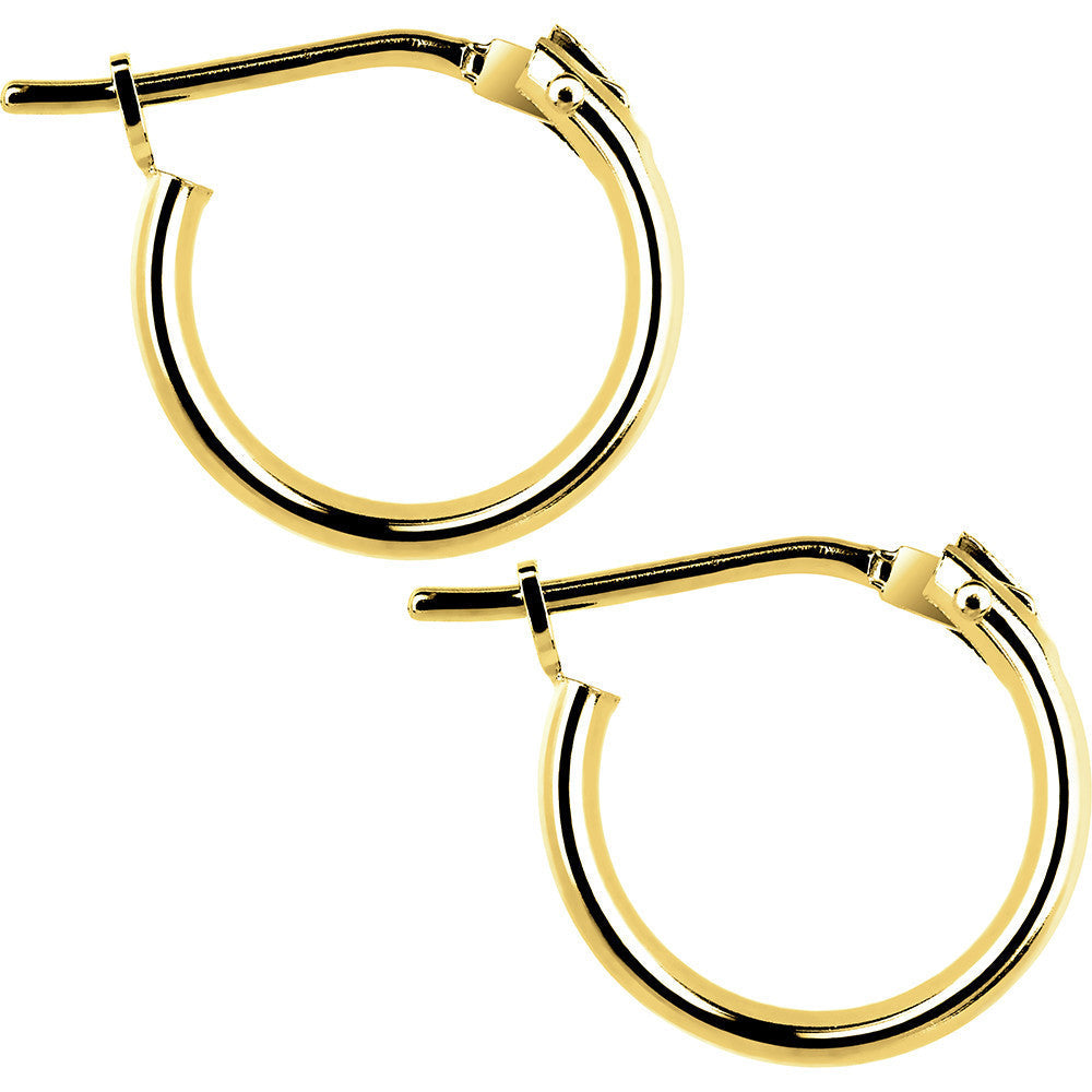 14K Yellow Gold 1.5mm 3/8 Inch Hoop Earrings