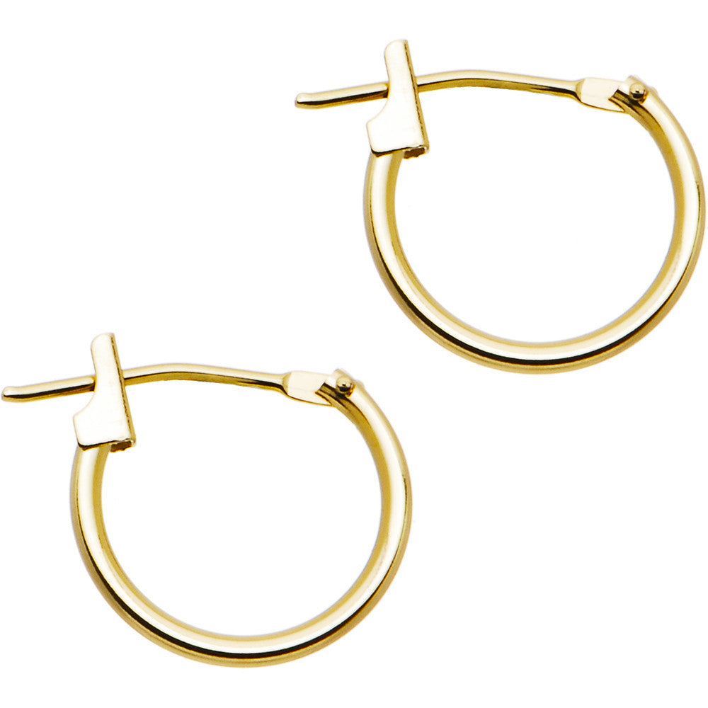 14K Yellow Gold 1.5mm 1/2 Inch Hoop Earrings