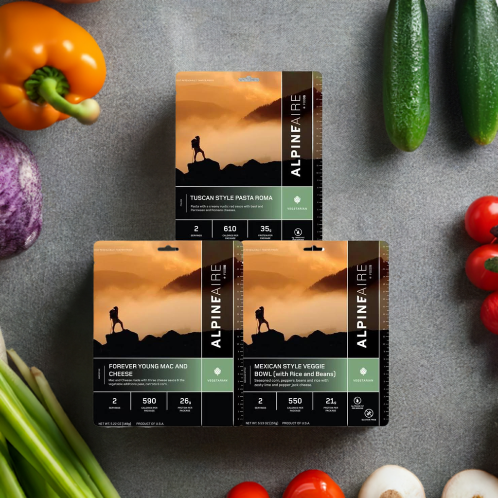 AlpineAire 72-Hour Emergency Food Bundle | 3-Day Vegetarian Meal Kit (9 Pouches)