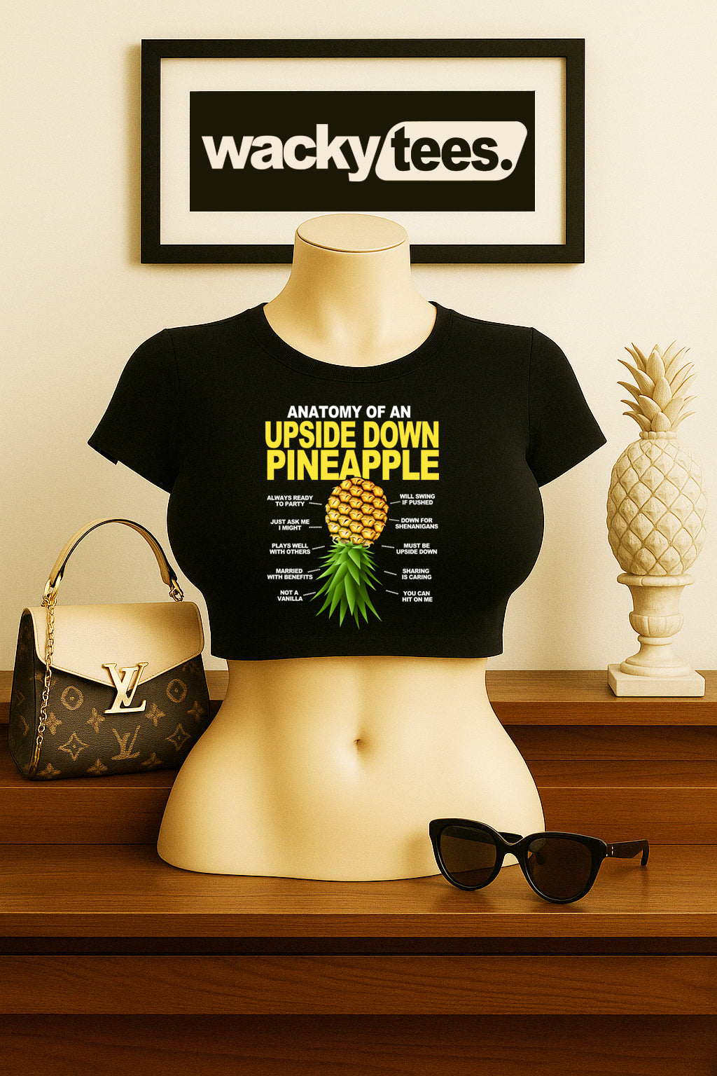 Anatomy of an Upside Down Pineapple Funny Adult Humor Graphic Tee Shirt