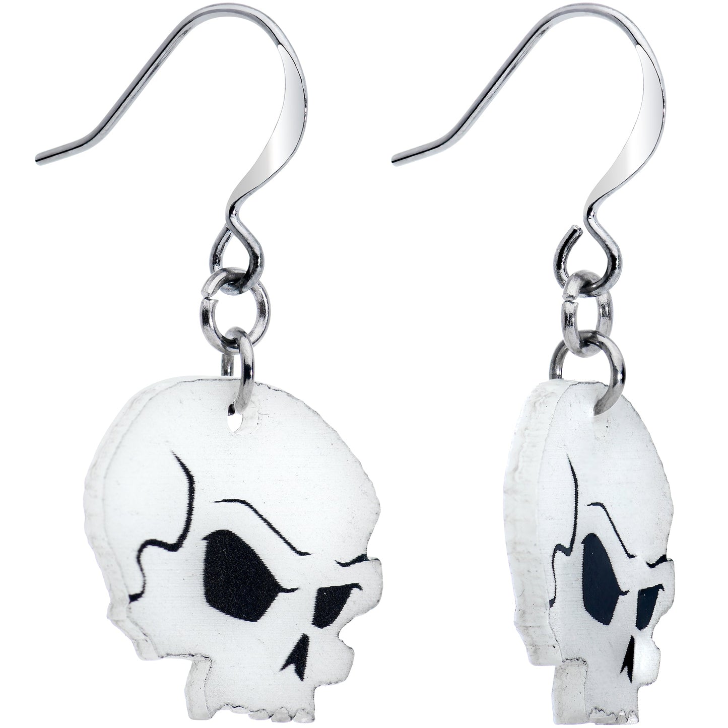 Creepy Skull Glow in the Dark Halloween Fishhook Dangle Earrings