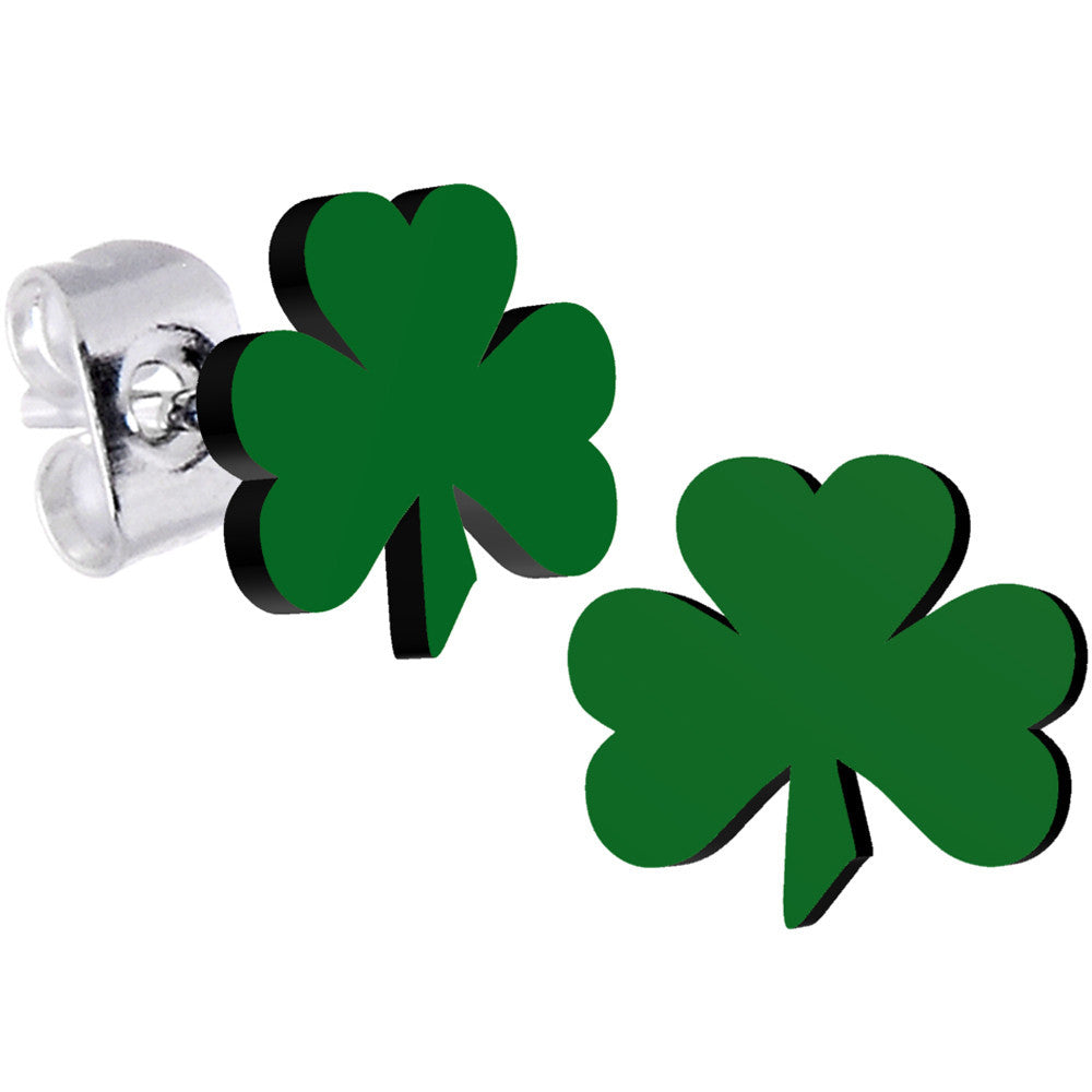 Green Irish Clover Stud Earrings- St Patricks Day