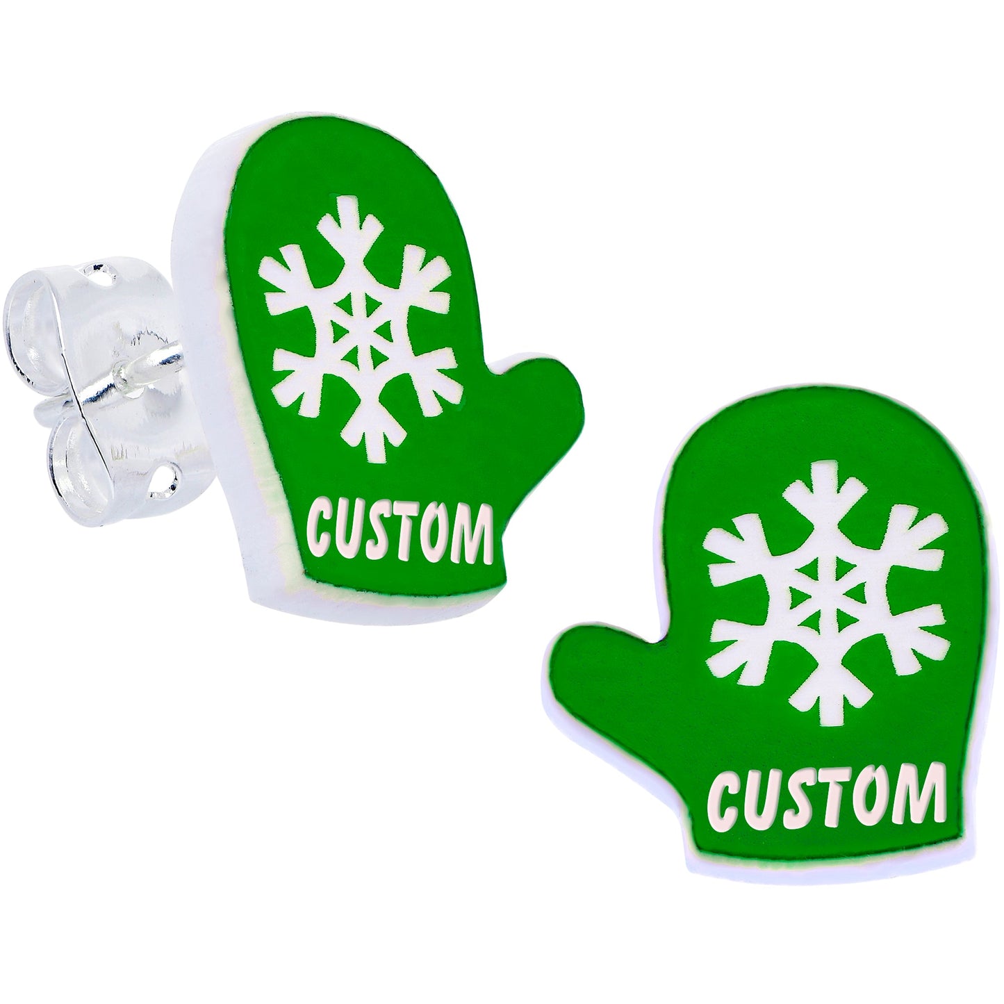 Custom Holiday Mittens Personalized Stud Earrings