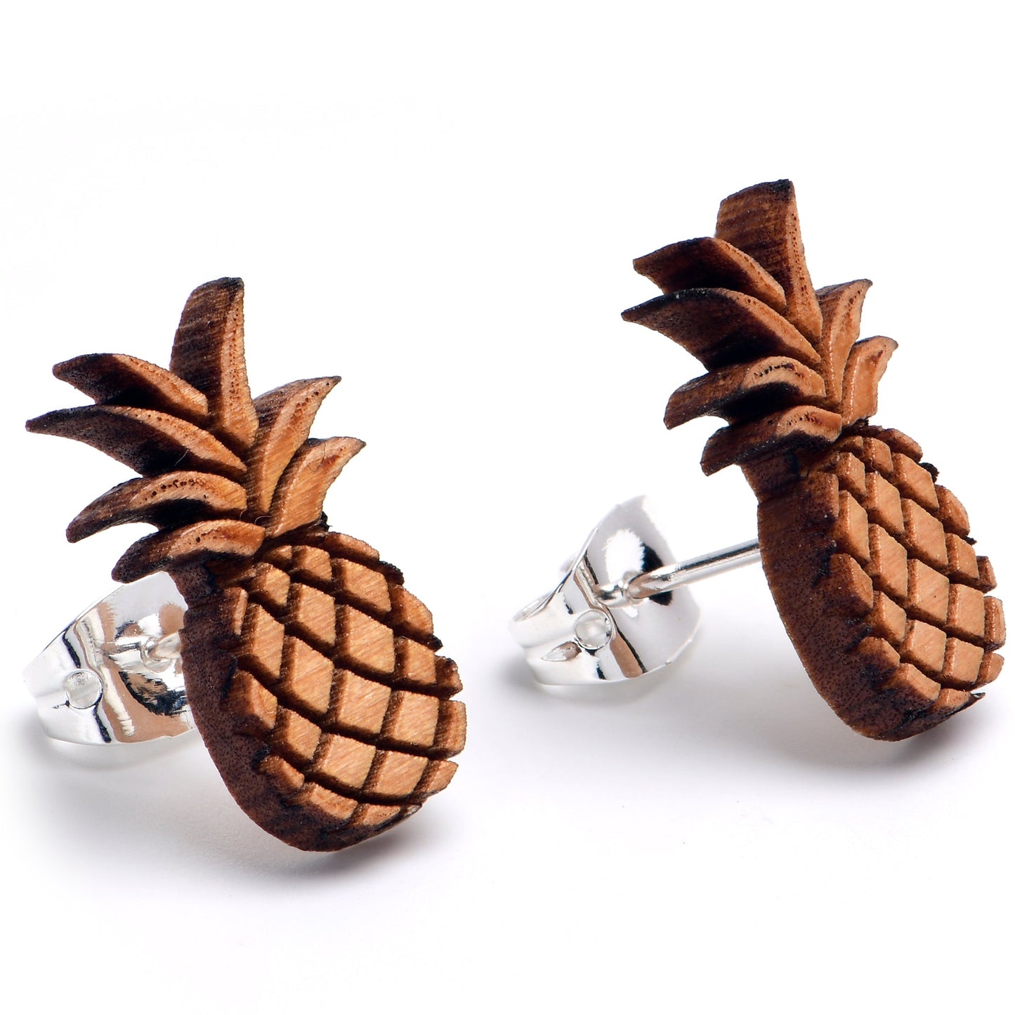 Natural Maple Wood Pineapple Stud Earrings