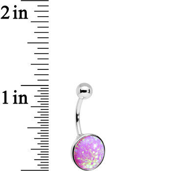 Party Pink Synthetic Opal Stainless Steel Bottom Mount Belly Ring