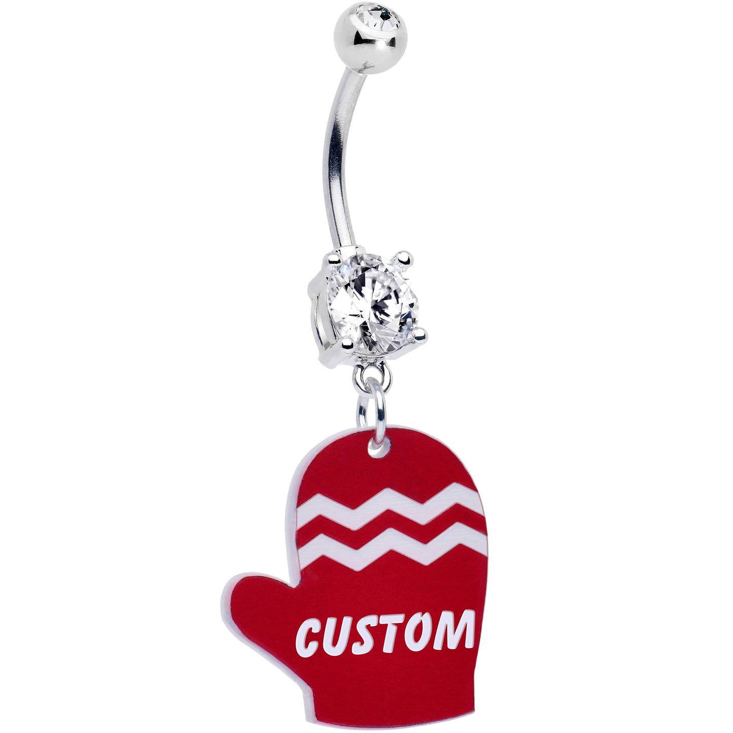 Custom Holiday Mitten Personalized Dangle Belly Ring