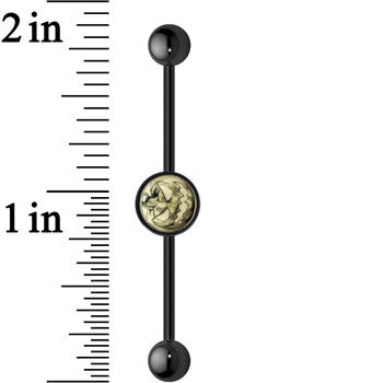 14G Black Glow in the Dark Jack O Lantern Industrial Barbell 37mm