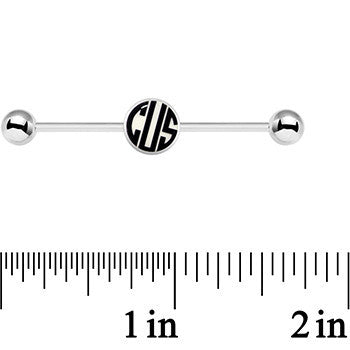Glow in the Dark Personalized Custom Initial Industrial Barbell 37mm