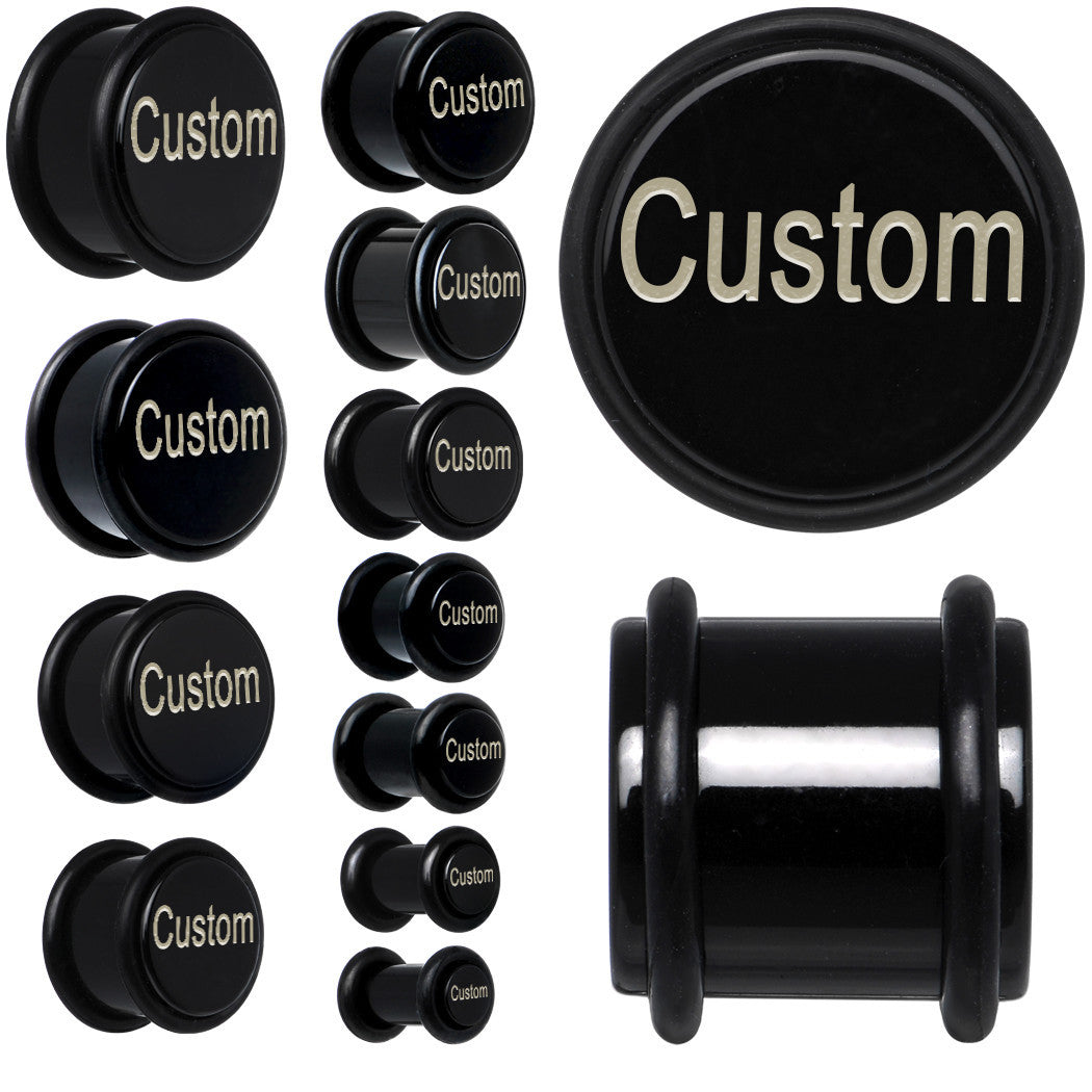 Custom No.1 Black Acrylic Personalized Plug - buy 2 for a pair