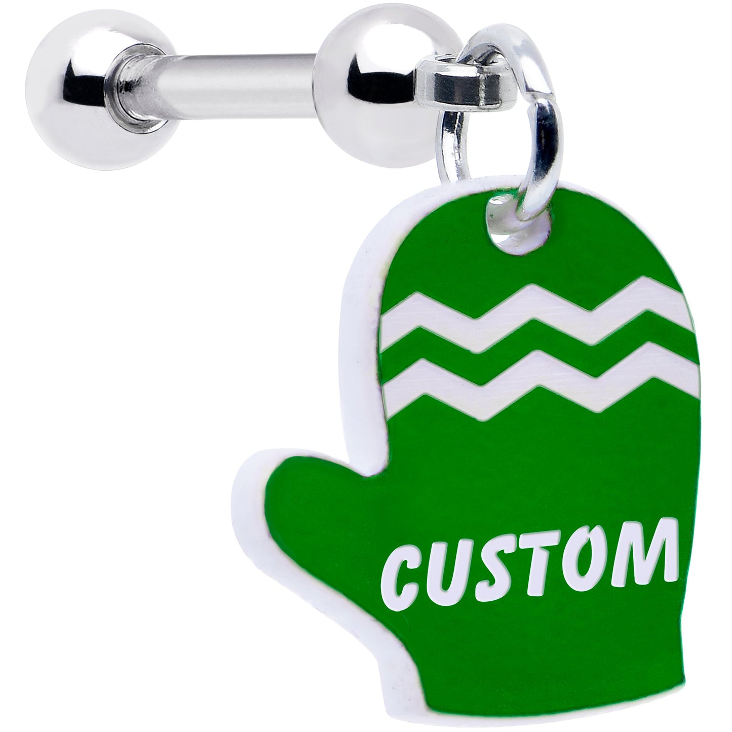 Custom Holiday Mitten Personalized Dangle Barbell Cartilage Earring