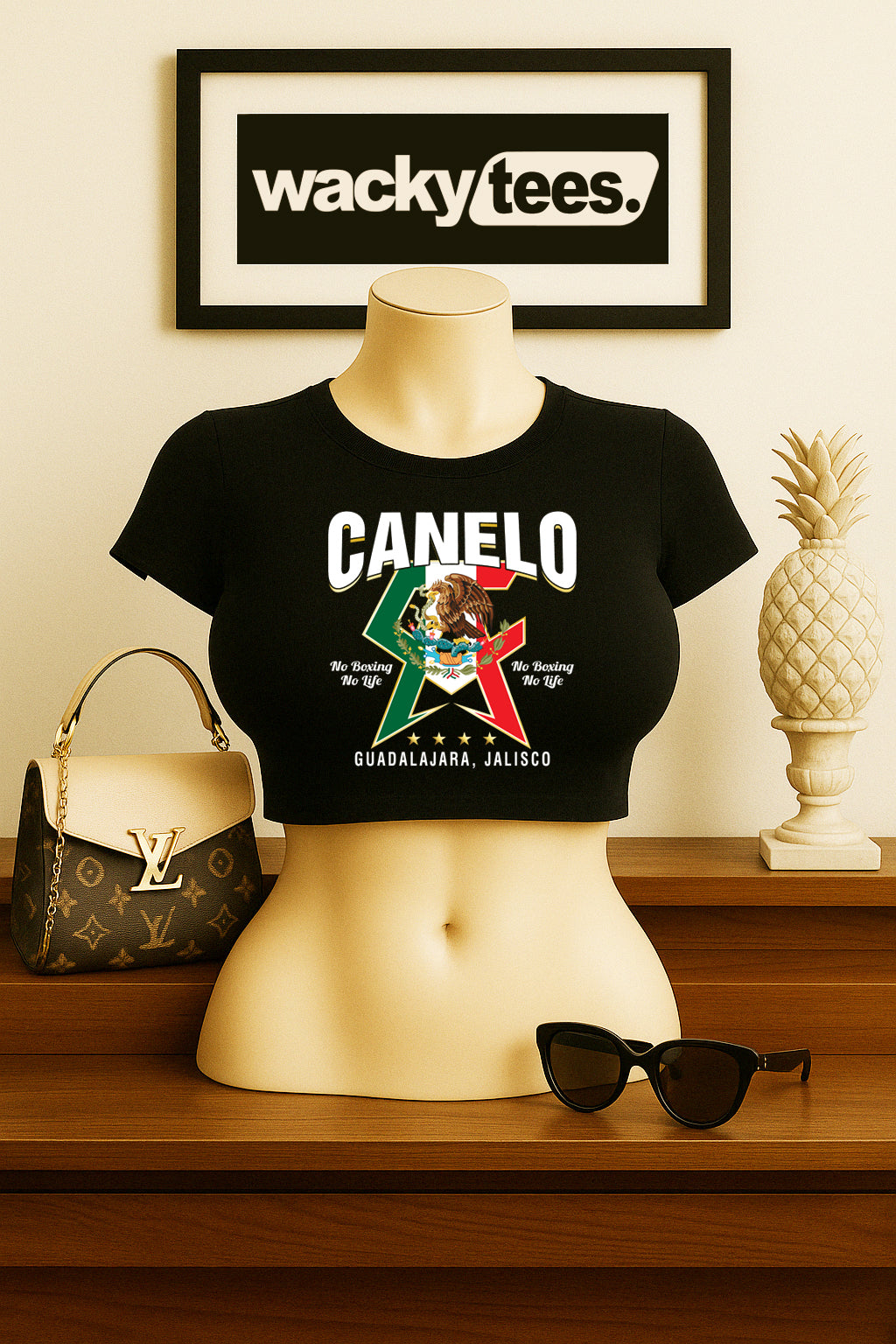 Canelo Alvarez CA No Boxing No Life Mexican Flag Eagle Graphic Tee Shirt